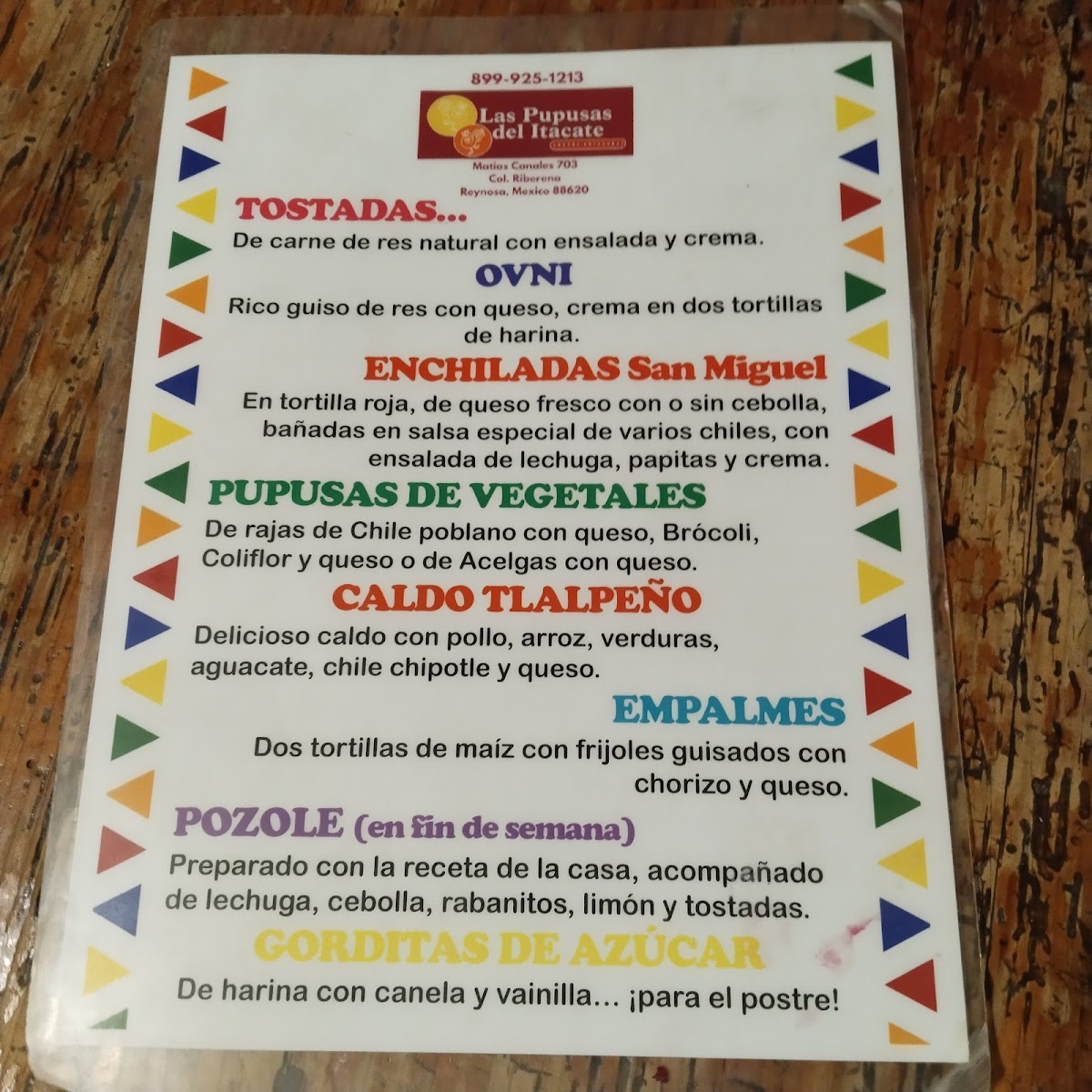 Las Pupusas del Itacate Menu - Image 1